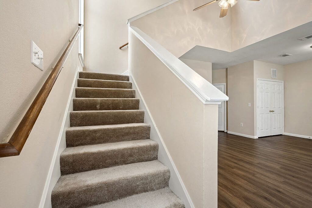 Townhome staircase at Fountains at Tidwell and The Enclave in Houston TX
